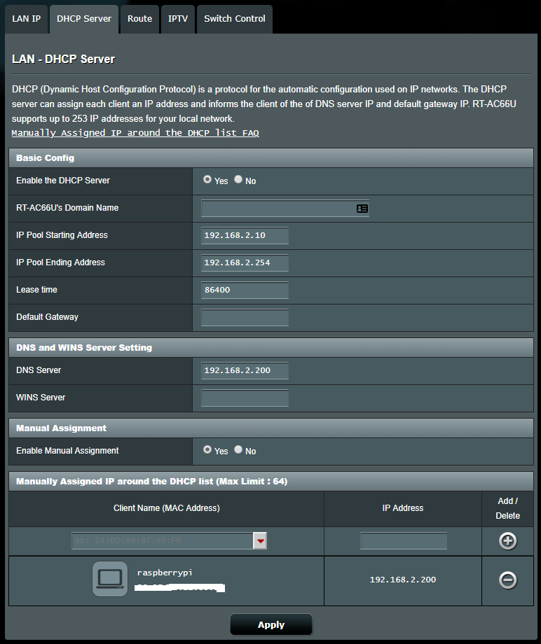 ASUS RT-AC66U Configuration