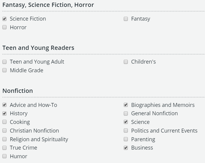 BookBub Categories